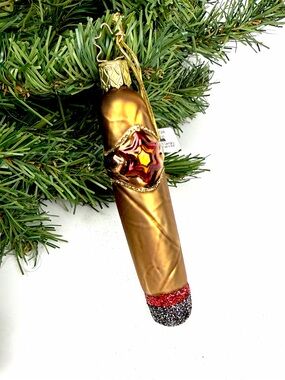 Inge-Glas Glass Ornament All Fired Up Cuban Cigar Hand Painted made in Germany